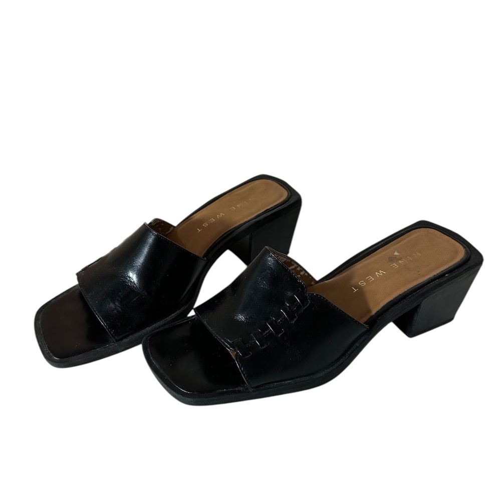 Vintage Y2K 90’s Nine West Black leather mules with square toe and block heel